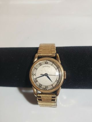 Vintage 10k Gold Filled Hamilton Mens Wrist Watch Stainless Steel Back