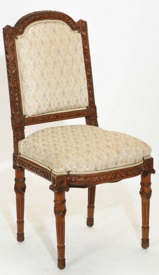 Louis Xvi Style Carved Walnut Side Chair