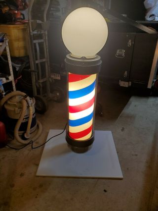 Koken 1950’s Cast Iron Barber Pole Lighted In Fully Functional.