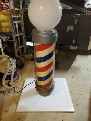 KOKEN 1950’s Cast Iron Barber Pole Lighted in fully functional. 6