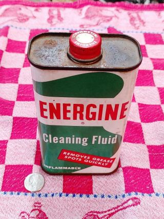 Vintage Energine Cleaning Fluid Can Made By The Cummer Company
