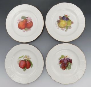 12 Antique c1890 KPM German Porcelain Hand Painted Fruit Lunch Plates Victorian 2