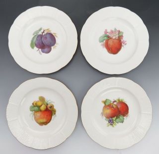12 Antique c1890 KPM German Porcelain Hand Painted Fruit Lunch Plates Victorian 3