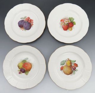 12 Antique c1890 KPM German Porcelain Hand Painted Fruit Lunch Plates Victorian 4