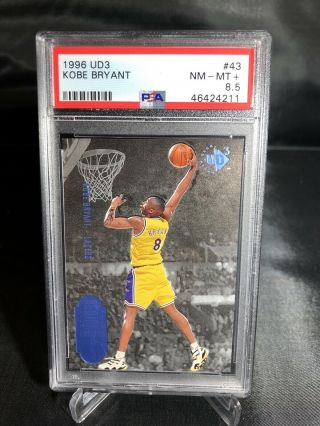 1996 - 97 Ud3 Upper Deck Kobe Bryant Lakers Rc Rookie Psa 8.  5 43 Low Pop