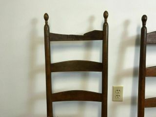 Set of 4 19th Century Shaker Ladder Back Chairs with Rush Seats 2