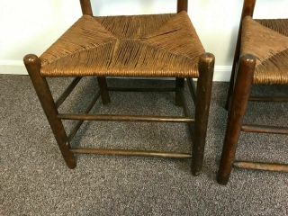 Set of 4 19th Century Shaker Ladder Back Chairs with Rush Seats 6