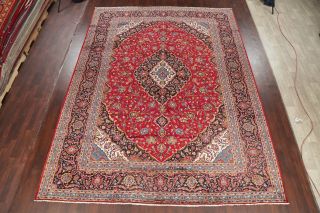 Vintage Traditional Floral Area Rug RED Living Room Hand - Knotted 10x13 2