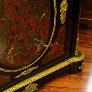 19th C French Napoleon III Ebonized and Boulle Inlaid Marble Top Side Cabinet 5