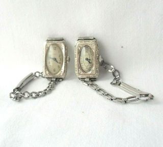 25 Off 2 Vintage Deco Style Elgin 14kt White Gold Filled Watches,  Both Work Well