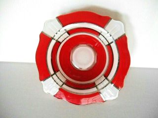 Vintage Art Deco Red,  Silver & White Footed Center Bowl Imperial Westmoreland