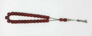 64 Grams Antique Faturan Cherry Amber Rosary Prayer Tesbih Misbah Beads.