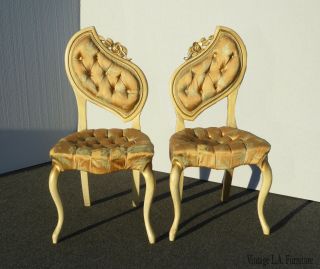 Pair Vintage French Provincial Heart Shaped Style Accent Chairs As - Is