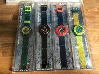 Swatch Scuba - Complete 1st Series 1990 - Rare - 4 Watches In Total