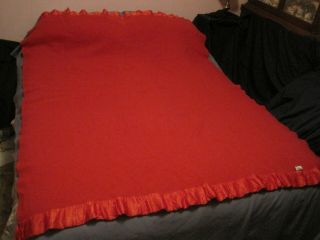 Vintage Red Wool Blanket By Harmony House With Tag To Use No Res.