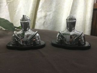 Antique Chrome Table Lighters Knight Armor 1930 Deco