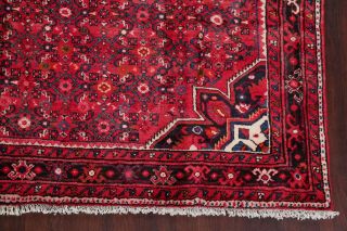 7x10 Vintage Hamadan Geometric Oriental Area Rug Hand - Knotted Living Room Carpet