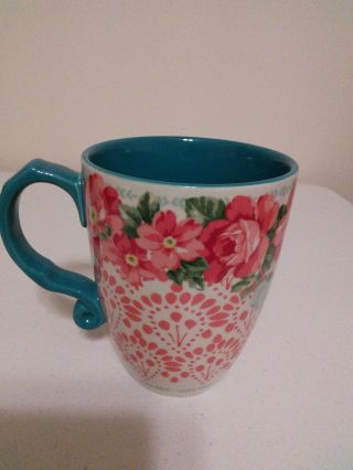 Pioneer Woman Latte Coffee Mug Cup Vintage Floral Pattern 24 Oz