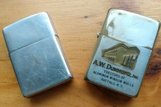 2 Vintage Zippo Lighters A W Dummond Buffalo Ny