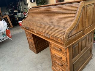 antique oak roll top desk 2