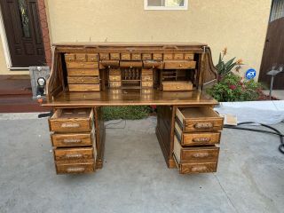 antique oak roll top desk 4