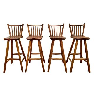 4 Antique Hunt Country Furniture 40 " Oak & Pine Bar Breakfast Counter Stools