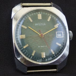 Vintage Dress Watch 2214 Mens Vostok Wostok Ussr Sea Waves Inlaid Dial