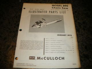 Mcculloch Model 895,  Chainsaw Illustrated Parts List,  Vintage Chainsaw Y5