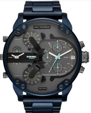 Fashion Mens Dz7414 Watches Mr.  Daddy 2.  0 Chronograph Blue Stainless Steel Watch