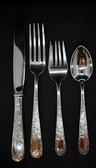 Old Maryland Engraved By Kirk Sterling Set For 4 By 4 Professionally Polished