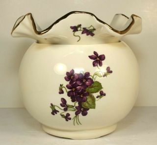 Vintage African Violet 2 Piece Self Watering Planter Pot Set White