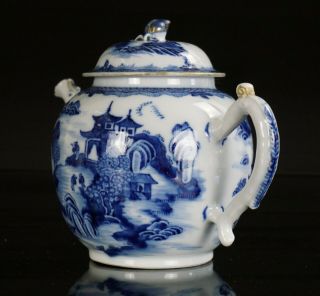 LARGE Antique Chinese Blue and White Porcelain Teapot and Lid Dragon Spout 18thC 4