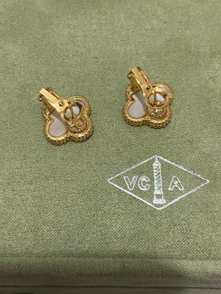 Authentic Van Cleef & Arpels Vintage Alhambra 18K YG Mother of Pearl Earrings 4