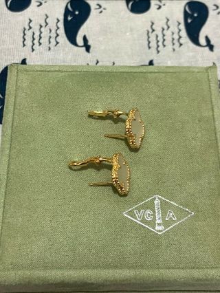 Authentic Van Cleef & Arpels Vintage Alhambra 18K YG Mother of Pearl Earrings 5