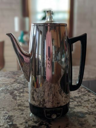 Vintage General Electric Ge 10 Cup Coffee Percolator Pot Maker Steel 33p14