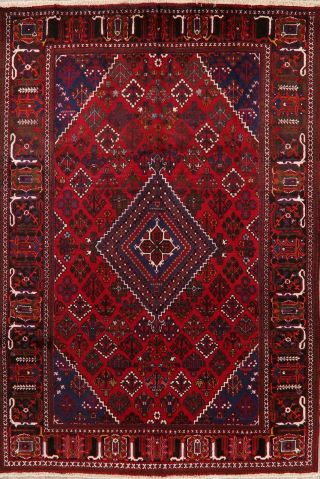 Vintage Geometric Joshaghan Wool Area Rug Hand - Knotted Carpet 7 