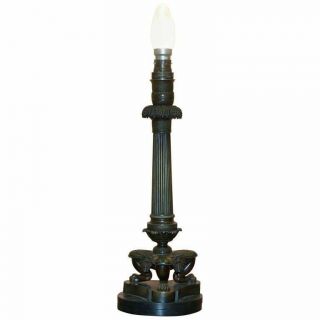 Stunning Victorian 1860 - 1880 Bronze Corinthian Pillared Lamp With Lion Paw Feet