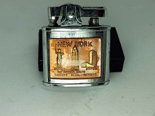 Vintage Omega Cigarette Lighter York City Statue Of Liberty Empire State