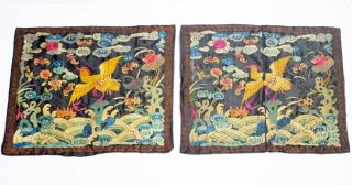 A PAIR ANTIQUE CHINESE MANDARIN RANK BADGE BUZI EMBROIDERY QING DYNASTY 6
