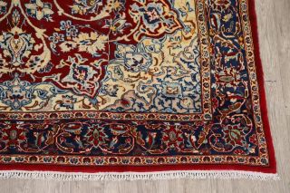 Red/blues Najafabad Floral Area Rug 8x12 Vintage Hand - Knotted Oriental Carpet