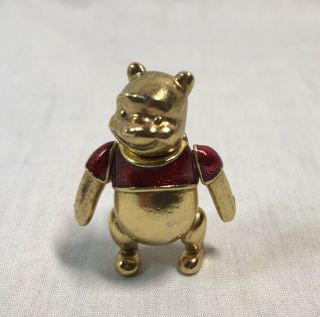 Disney Pin Brooch Winnie The Pooh Movable Solid Vintage Rare Gold Tone Signed