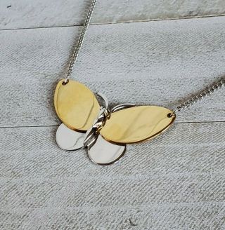 Vintage Avon 1977 Butterfly Pendant Necklace With Box Two Tone