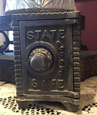 Vintage Cast Iron State Safe Coin Bank