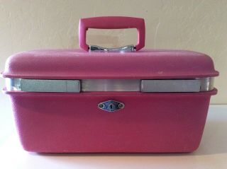 Vintage Pink Samsonite Royal Traveller Montbello Suitcase Train Cosmetic Case