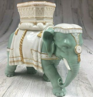 Antique 1869 Hadley Royal Worcester Elephant Vase Celadon Green,  White,  & Gold