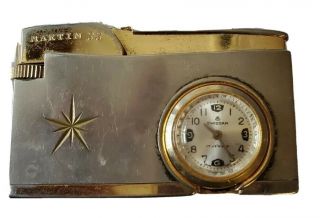 Vintage Martin 33 Clock Watch Lighter Swiss Made 17 Jewels