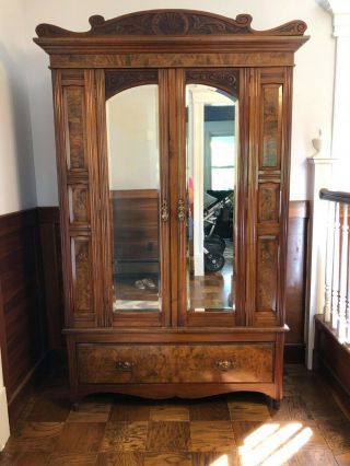 Antique French Armoire - Mirrored,  Mahogany