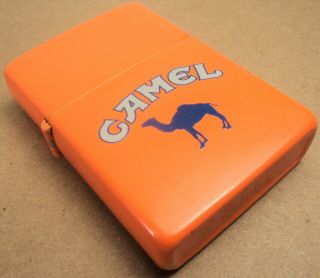 Vintage 90s 1991 Matte Orange Camel Zippo Cigarette Lighter Z64 Blaze Orange