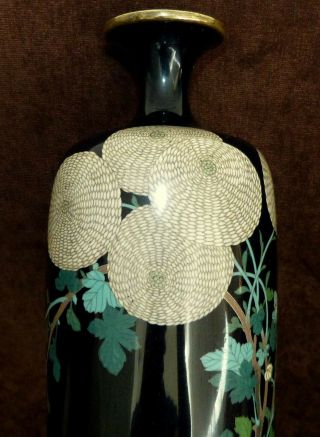 ANTIQUE LARGE JAPANESE / CHINESE CLOISONNE ENAMEL VASE WITH CHERRY BLOSSOMS 2