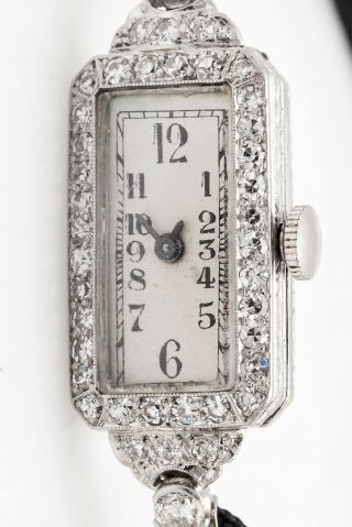 Antique 1920s Engraved Platinum 1ct Vs G Old Cut Diamond Ladies Watch
